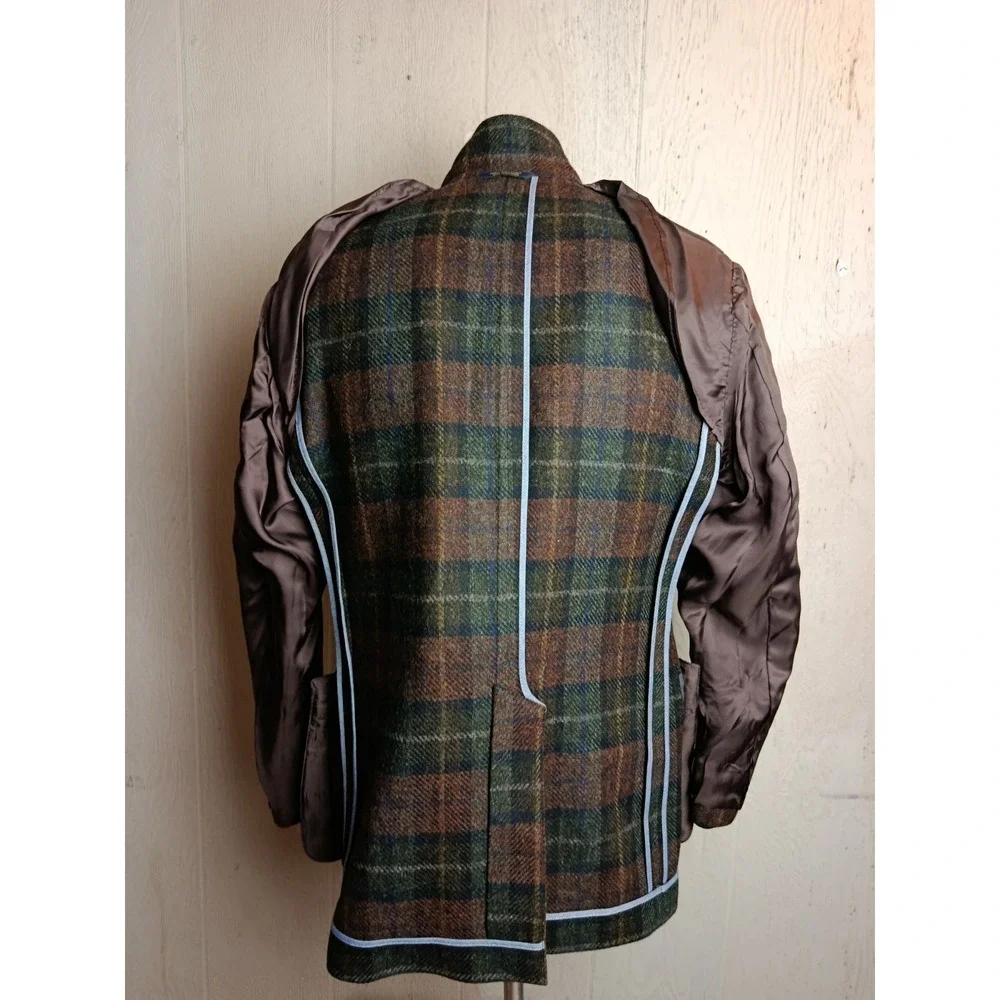 Brooks Brothers Fitzgerald Tweed Blazer Mens 38 S Plaid Wool Elbow Patches